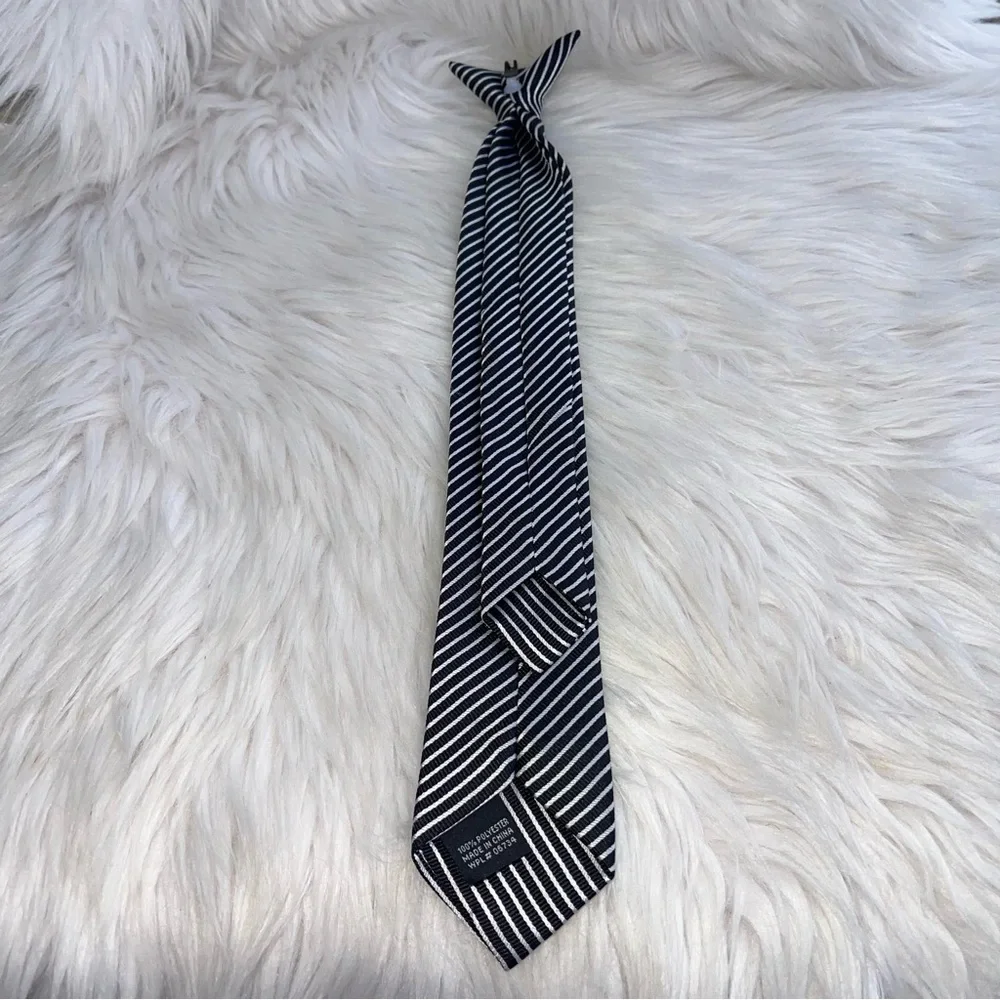 Unbranded Kids Clip On Tie Black & White Striped
